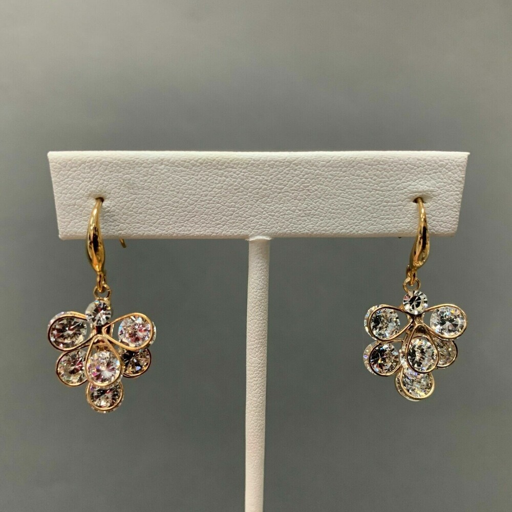 Dangling Earrings Crystal Clear Gold-tone NWOT